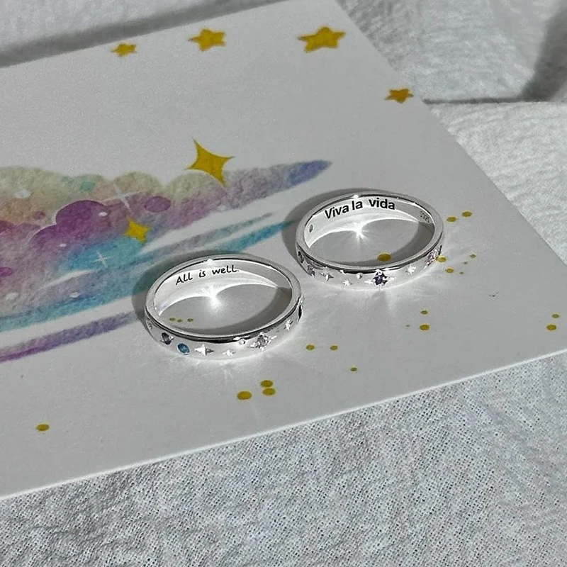 ENSHIR Star Zircon Letter Open Ring For Women Men Lover Wedding Delicate Temperament Jewelry Gifts Wholesale