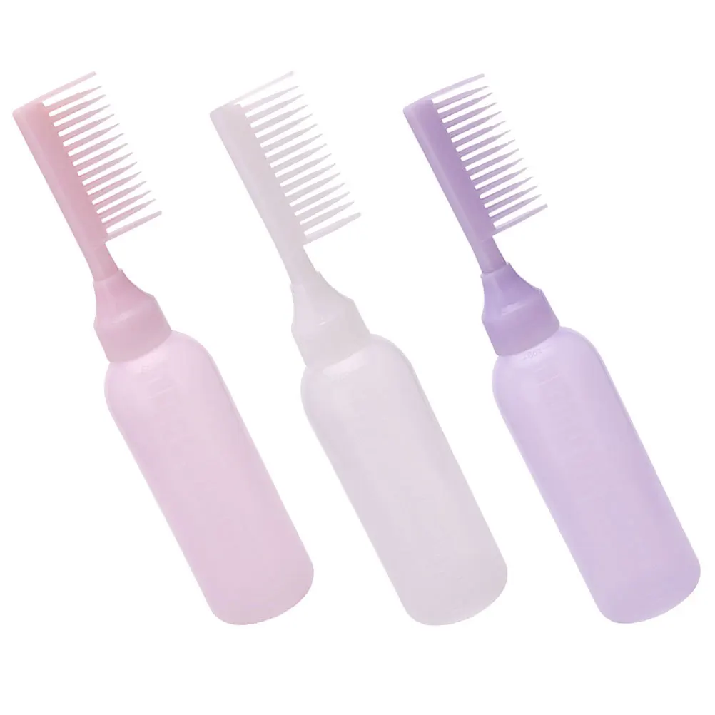 3 قطع من زجاجات توزيع مشط الجذر المحمولة، حاويات صبغ الشعر متعددة الاستخدام لتصفيف زجاجات مشط الزجاجات