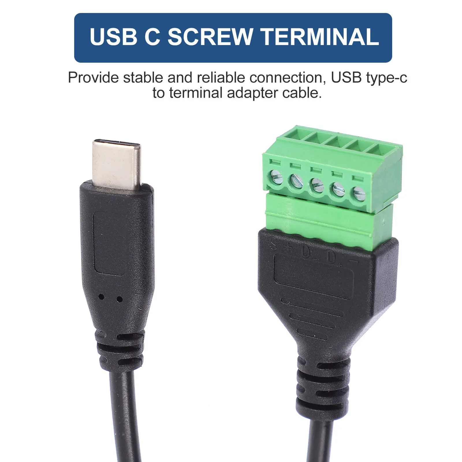 USB C Screw Terminal Connector Cable – Solderless, Welding-Free for Charging & Data Transfer