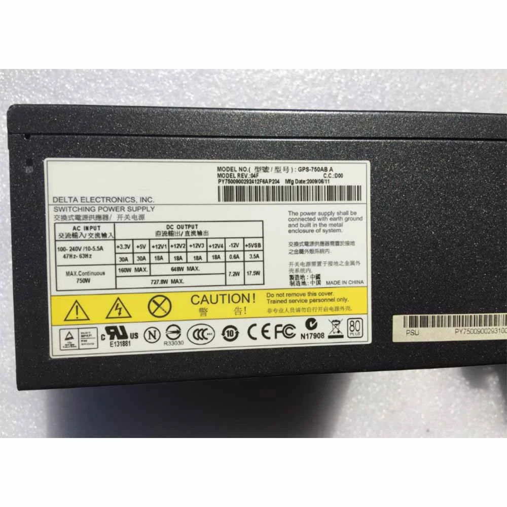 Pour Delta Serveur Alimentation De Bureau De Haute Qualité Entièrement Testé Rapide soleil GPS-750AB A 750W