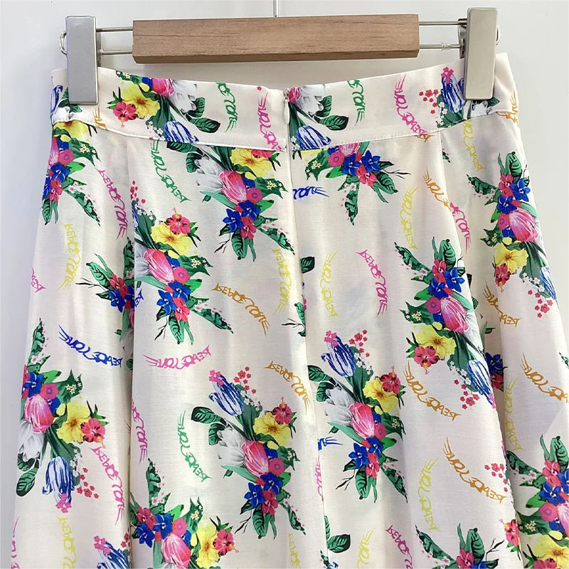 Zadig, falda para mujer, faldas por debajo de la rodilla de rayón con estampado de alas coloridas elegantes para mujer, vestidos medio a la moda con estampado Floral, falda de verano para mujer