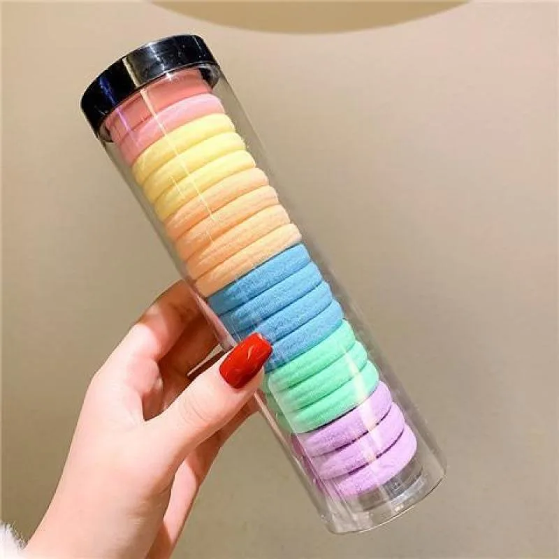 20 Stück hochelastisches Stirnband, einfacher und eleganter Pferdeschwanz-Lederbezug, Gummiband, Haarschlaufen-Kopfbedeckung, Haarband zum Binden. – Detail 15