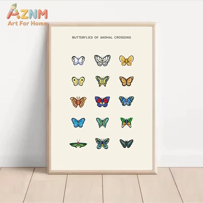 Butterflies Insects Stardew Valley Seeds Foraged Gems Minerals Poster Print Canvas Painting Wall Art Pictures Room Home Decor