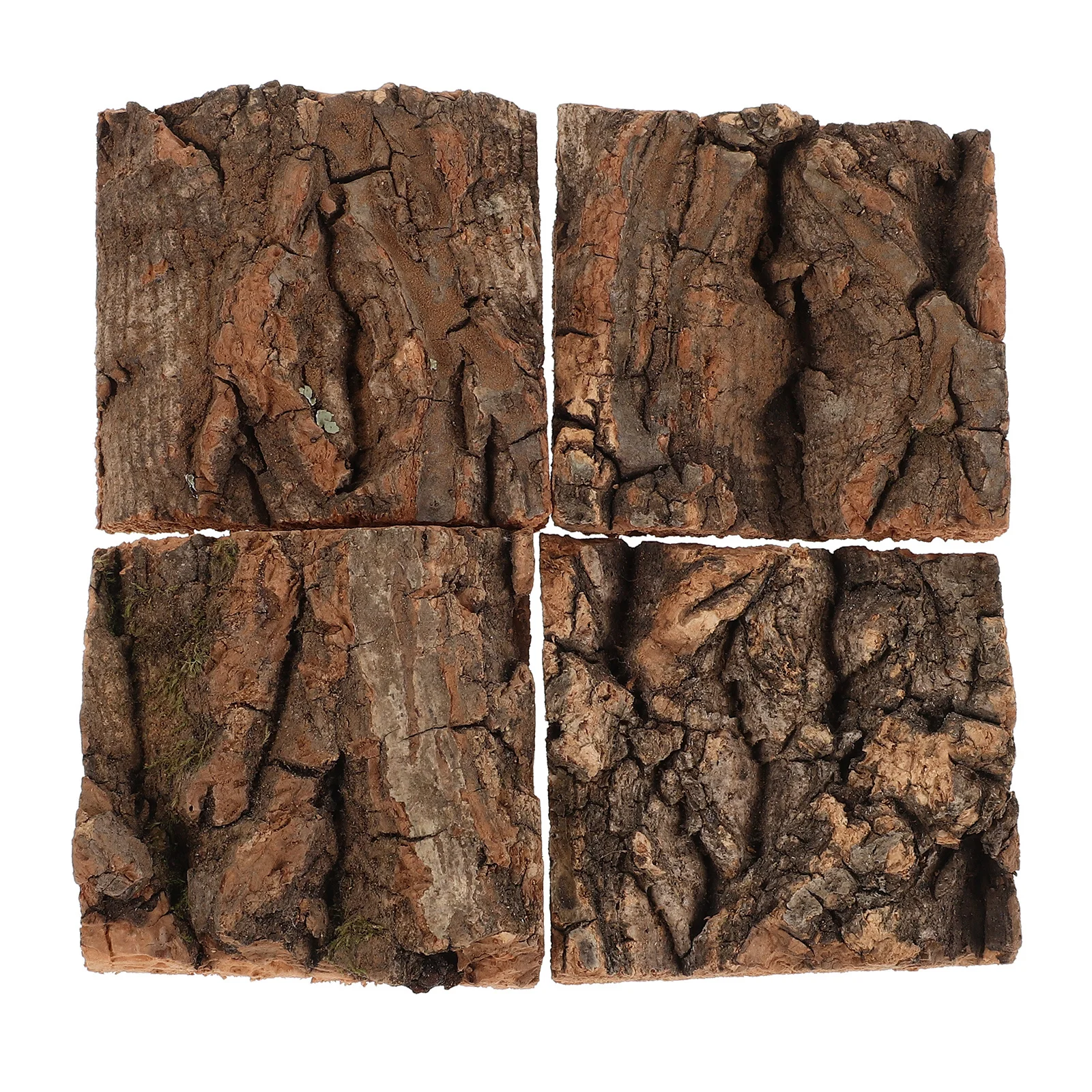 

4Pcs Reptile Enclosure Accessories Climbing Platform Hideout Natural Bark Design for Lizards Snakes Turtles Amphibians
