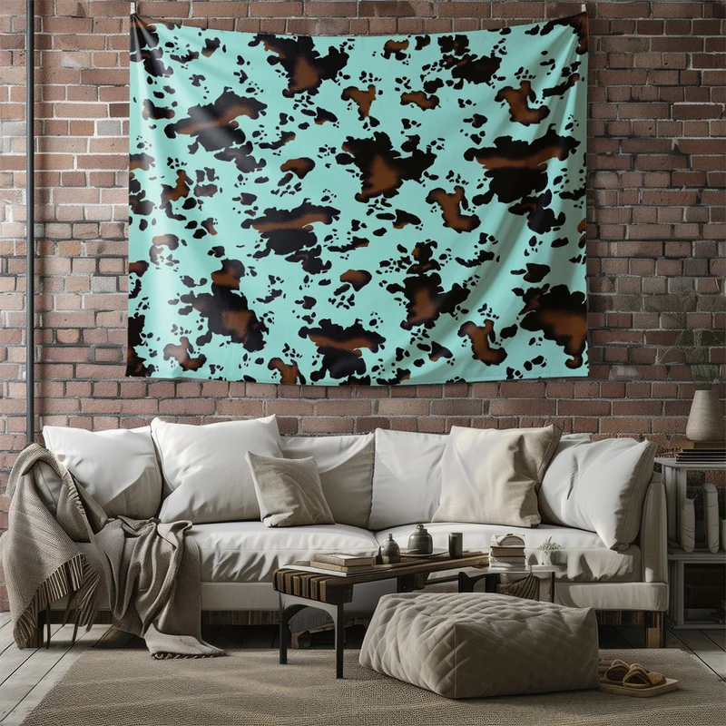 Microfiber Artistic Wall Tapestry,Ultra-Soft,Multi-Sizes,Skin-Friendly,Easy Hanging & Installation,Brown Black Cow Spots