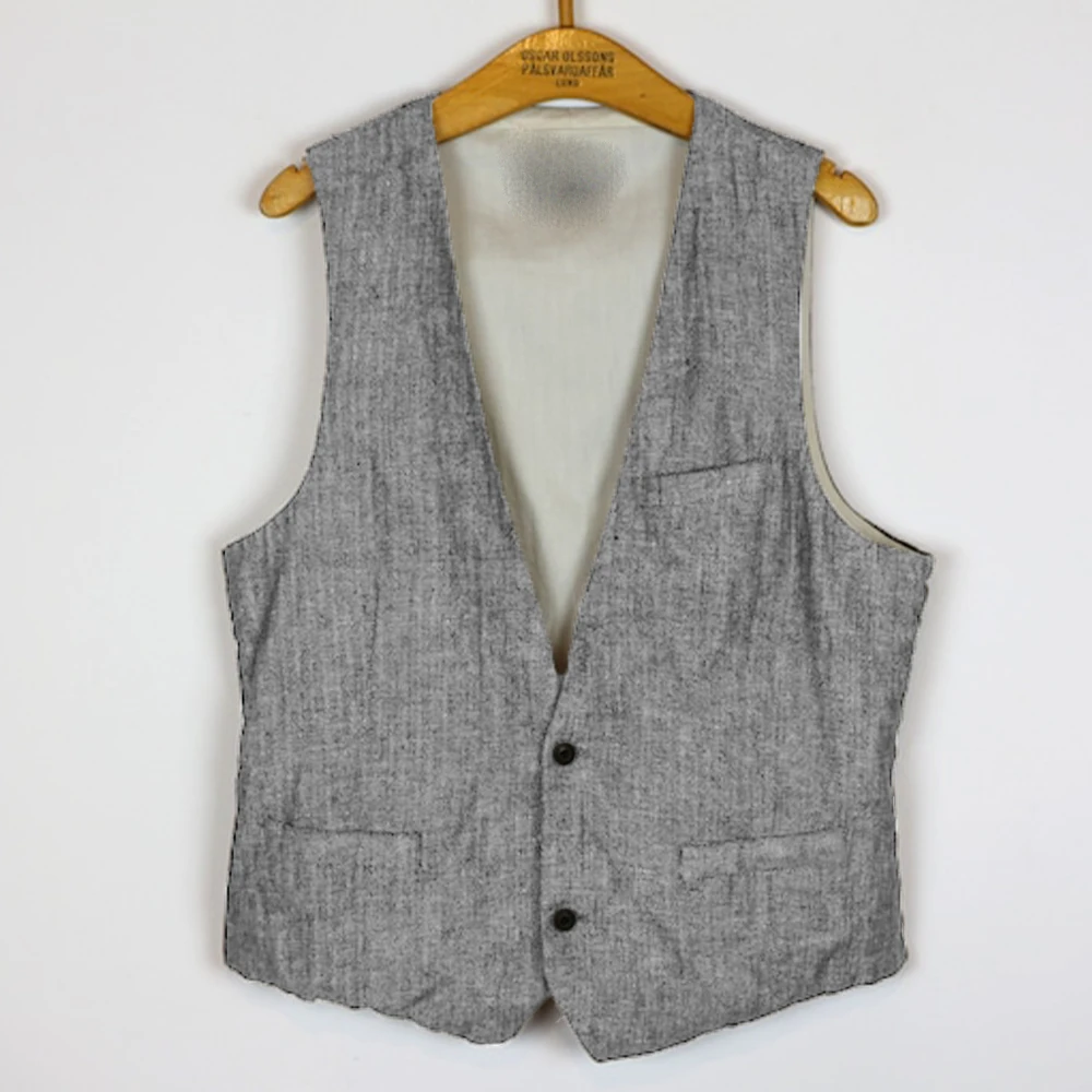 Linen Vest Casual V Neck Gilet Men Suits Vests Two Button Sleeveless Jacket Men\'s Dress Vests Male Clothing Summer Spring