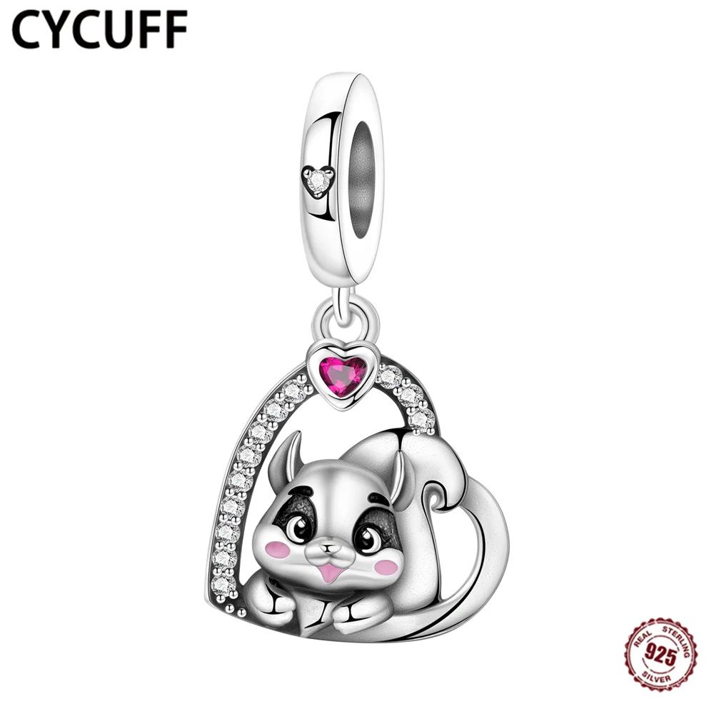 CYCUFF New 100% 925 Sterling Silver Pendant Love Squirrel Pendant Ladies' Travel Essential for Home Exquisite Jewelry