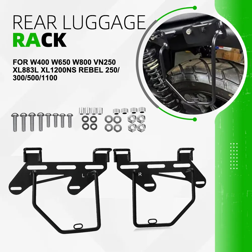 

For Kawasaki W400 W650 W800 VN250 XL883L XL1200NS Rebel 250/300/500/1100 Motorcycle Left and Right Luggage Side Rails Bracket