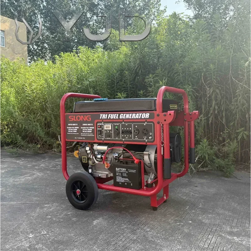 Ready to Ship Tri Fuel 9KW Generator with Wheel and Handle   LPG Natural Gas Air Cooled Engine for Home and Jobsite