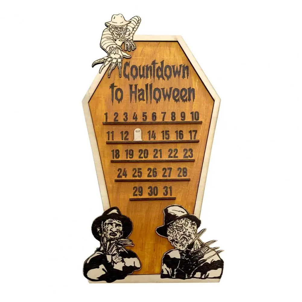 Halloween Countdown Sign Rustic Halloween Advent Calendar with 31 Day Countdown Farmhouse Desktop Decoration for Festival Gift