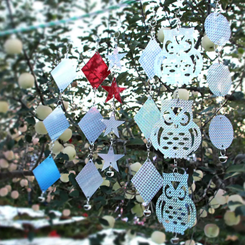 4Pcs Premium Reflective Star Pendants Bird Scare Devices Garden Decor Outdoor Bird Expel Tools All-Season Storm-Resistant