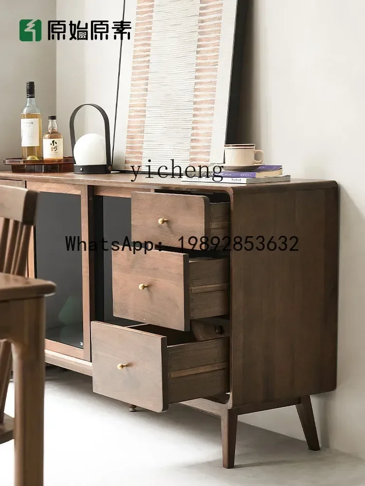 

b2 Solid Wood Sideboard North America Black Walnut Household Storage Cupboard Simple Side Cabinet