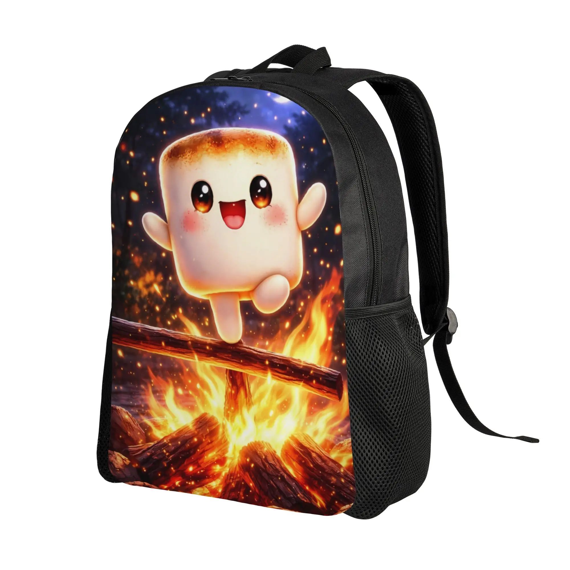 Fun Marshmallow Cartoon  Backpack  Women Polyester Cycling Backpacks Large Funny High School Bags Rucksack