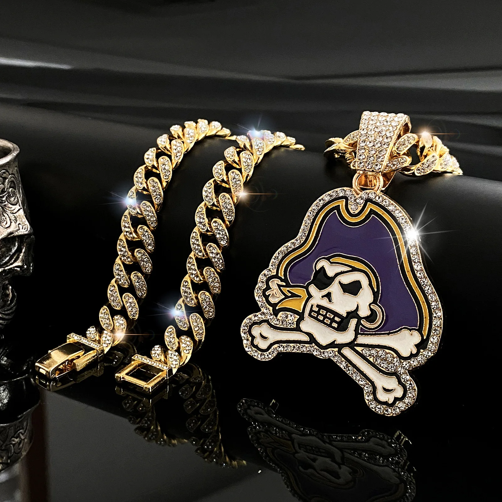 

Men Hip Hop Draw oil letters Pendant Necklace 13mm Crystal Cuban Chain HipHop Iced Out Bling Necklaces Fashion Charm Jewelry