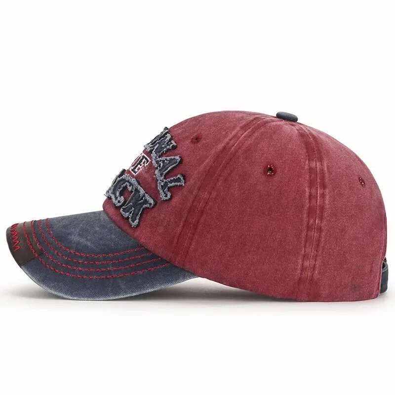 Nowa czapka z daszkiem pokryta bawełną Outdoor Sports Wash Embroidery Patch Black Letter Sunscreen Sunshade Hat Wiosna i jesień