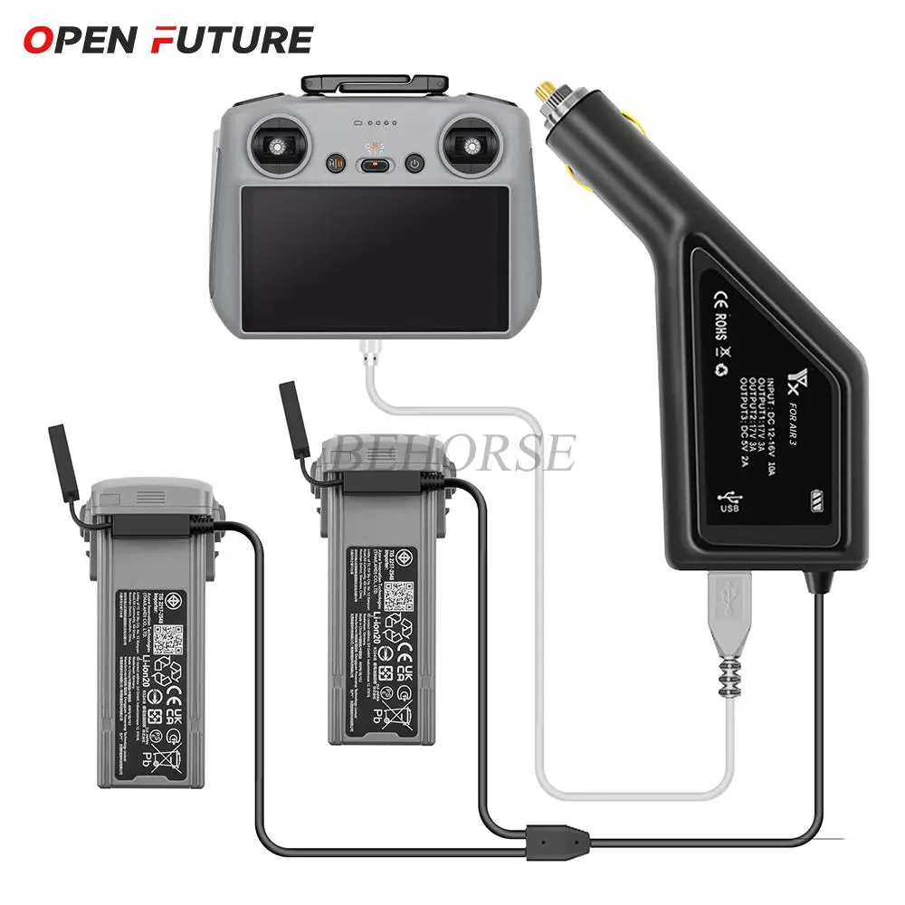 Battery Car Charger For DJI AIR 3S/AIR 3 Digital Display Charging Hub Remote Control USB Charger For DJI AIR3S Drone Accessories