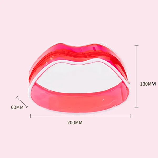 Transparent Women's Cosmetic Bags Waterproof PVC Cute Red Lips Shape Lipstick Pouch Travel Makeup Storage Organizer Accessories