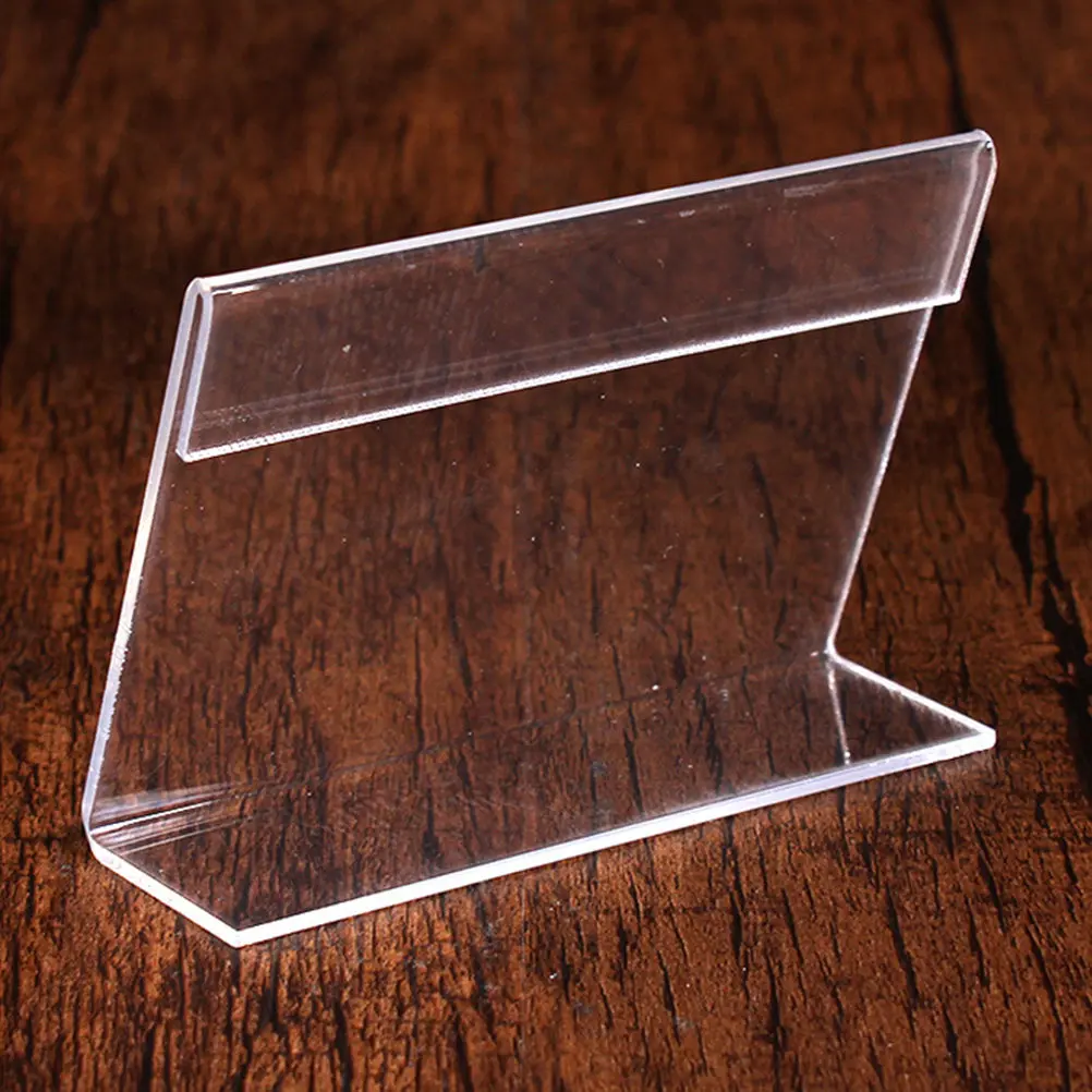 10Pcs Wear-Resistant Acrylic Price Tag Holder Multi-Function Vertical Display Stand for Food Fruit Store Signage Promotional