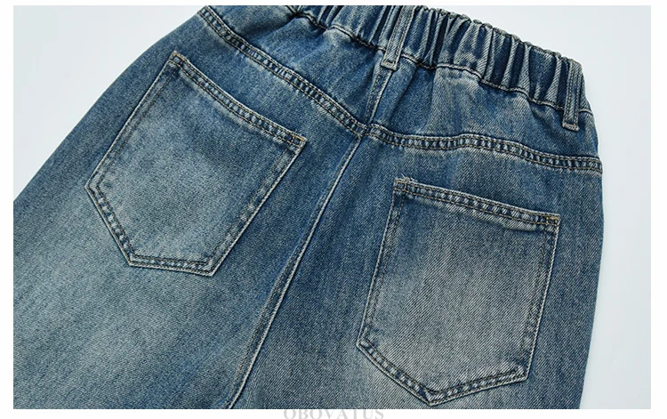 Hochwertige Kinder-Jeans im High-Fashion-Stil mit lockerer Passform und Schleifenstickerei für Teenager-Mädchen, trendige blaue Denim-Hosen, Kinderhosen – Detail 10