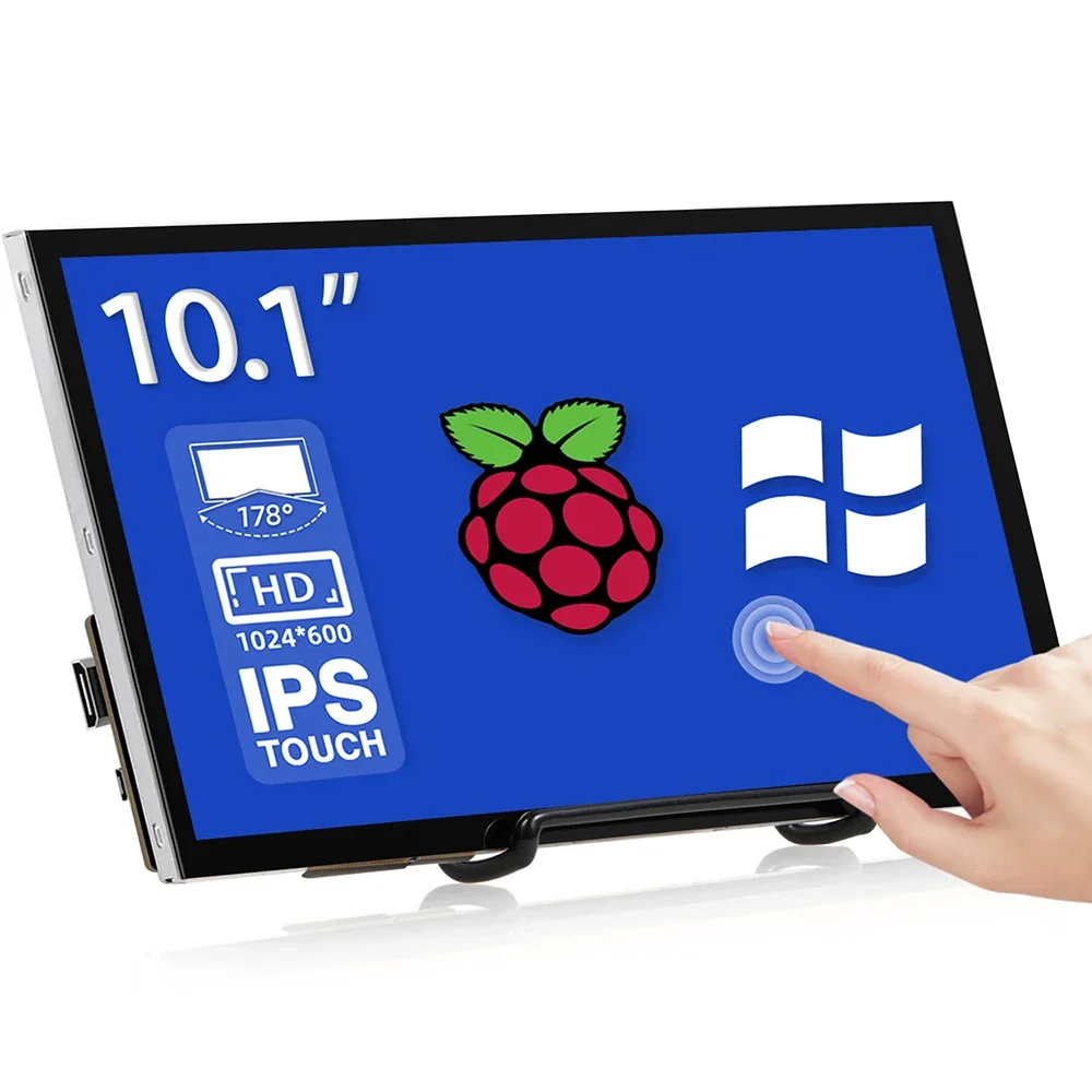 10.1 Inch Portable Monitor Touch Screen Game Monitor 1024*600 IPS HD Display For Raspberry Pi 3 4 Jetson Nano Screen Extension