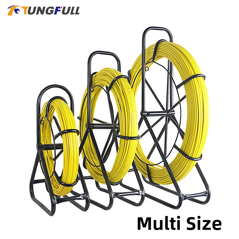 Fiberglass Wire Cable Running Rod Snakes Fish Tape Rodder 5/6/8mm 50/100M Electric Wire Power Cable Puller Machine