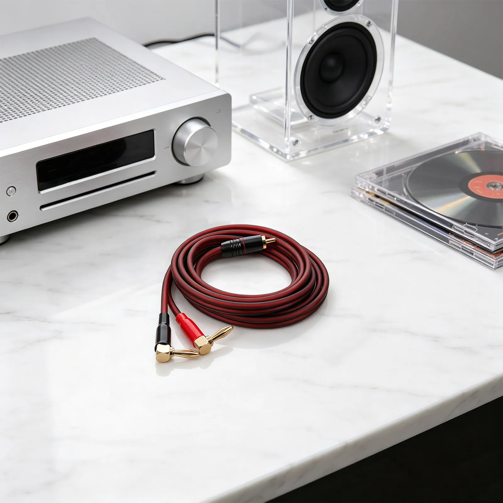 6.56ft Audio Splitter Cable Y Adapter Extension Cord for Subwoofer Amplifier Speaker Car Audio Video Connection