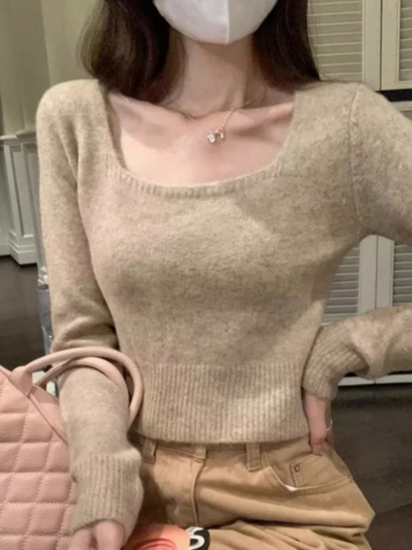 الخريف الشتاء Thiened ort Ne ساحة طوق المرأة قاعدة irt سليم صالح البلوز محبوك سترة الملابس الداخلية Faion Sle #1