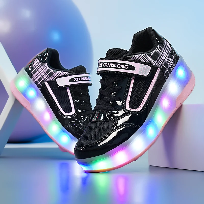 أحذية عصرية غير مرئية قابلة للسحب تلقائيًا بأربع عجلات: أحذية رياضية للفتيات، زلاجات دوارة للأطفال والكبار والأولاد #6