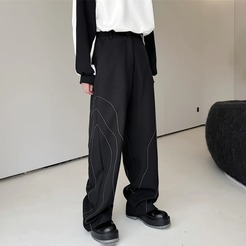 LUZHEN Fashion Elegant Straight Suit Pants Men's 2024 New Trendy Line Stripe Design Korean Reviews Many Clothes Trousers LZ7739