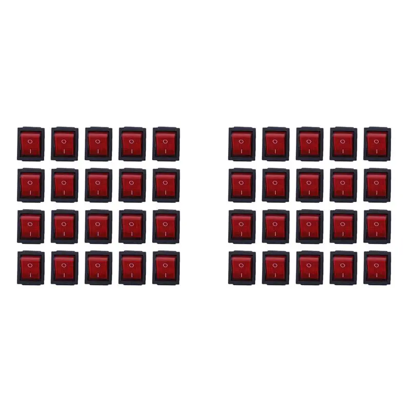 

BHTS-40 X Red Illuminated Light On/Off DPST Boat Rocker Switch 16A/250V 20A/125V AC