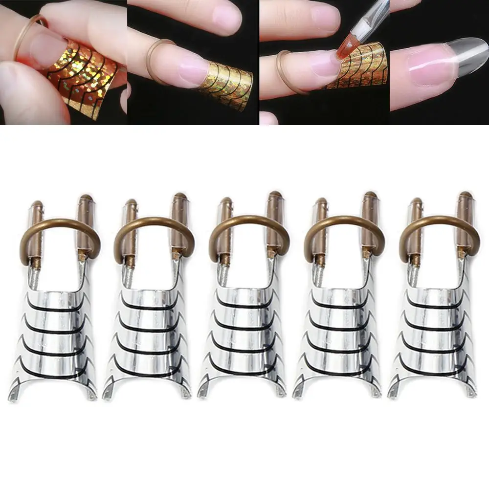 Reusable Aluminum Nail Extension Pallets Tips Forms Nail Art Extension Sticker Builder Form Guide Stencil Manicure Tools