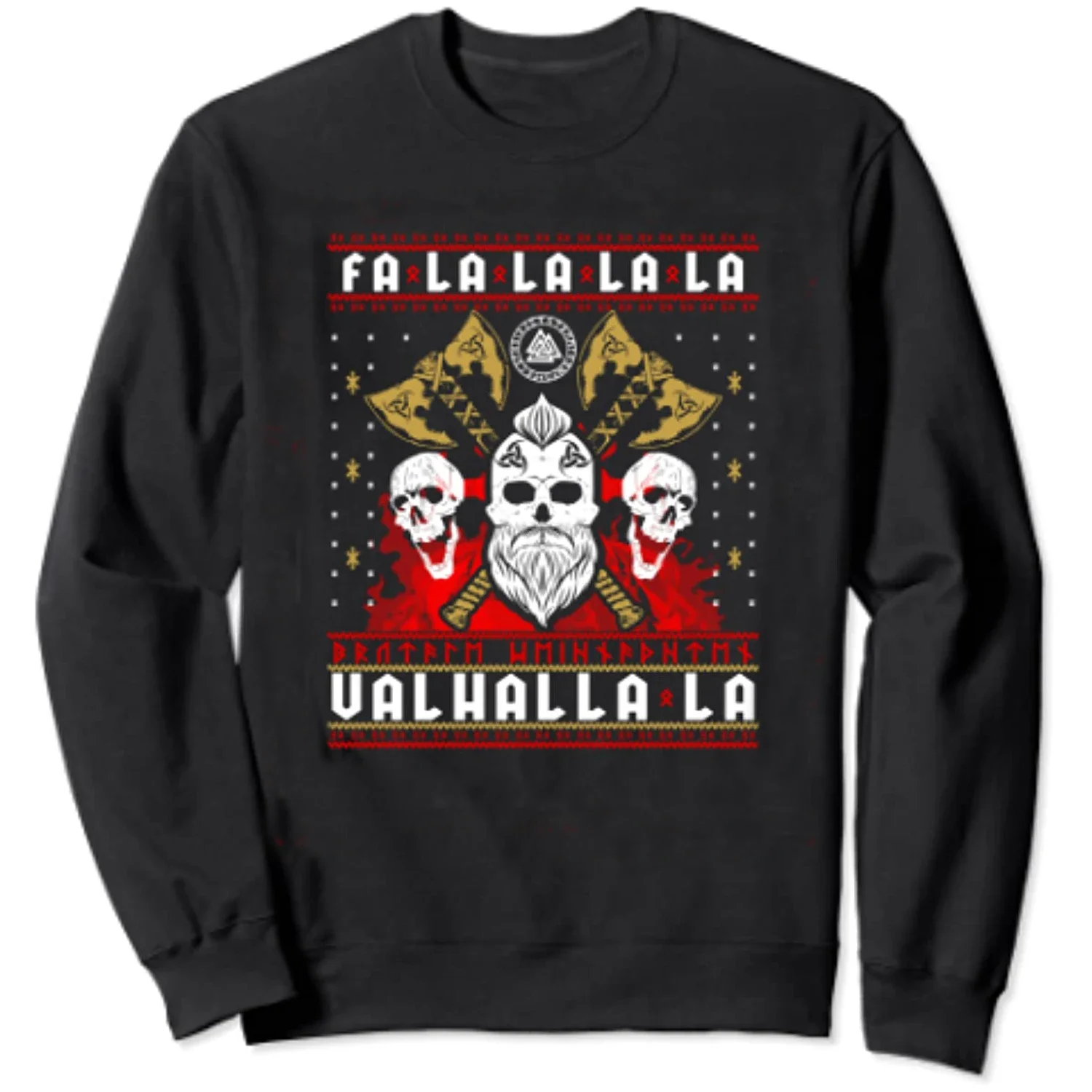 

Ugly Christmas Sweater Valhalla Nordic Warrior Valknut Rune Skull Sweatshirts 100% Cotton Comfortable Casual Mens Streetwear