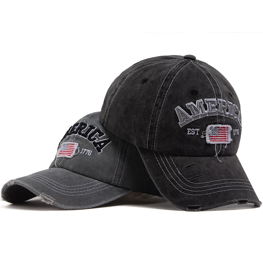 Summer Vintage Casual Baseball Cap Men Fashion America 1776 Flag Embroidered Soft Top Dad Hat Women Outdoor Sports Sun Visor Hat