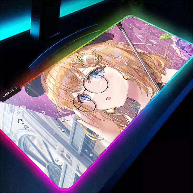 

E-sports Mouse Pad Smooth Flexible Rubber Gamer RGB PC Computer Hololive Watson Amelia Keyboard Pad LED Laptop Kawaii Mousepad