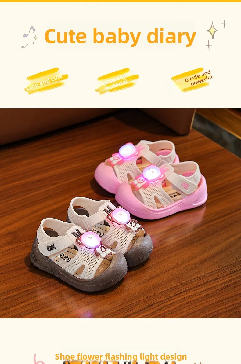 Sommer-Kindersandalen für Mädchen mit LED-Licht, Kleinkind-Laufschuhe, Niedliche Cartoon-Muster Freizeitsandalen für Kinder 2026 – Detail 4
