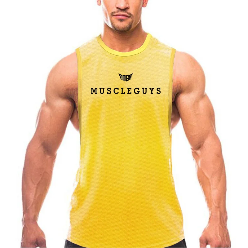 

Mens Fitness Running Vest Summer Breathable Sleeveless TShirt Gym Bodybuilding Training Muscle Tank Top High Quality Sportswear