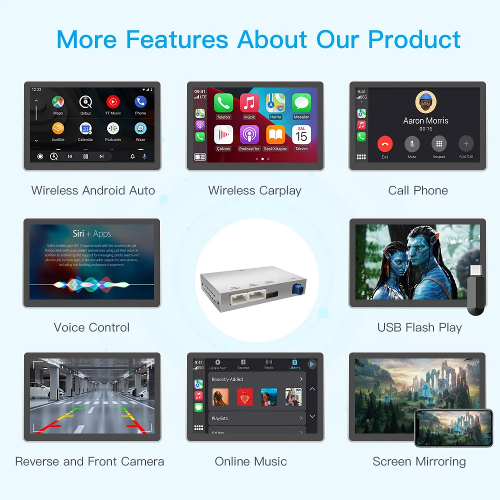 لأودي A6 A7 2012-2018 اللاسلكية CarPlay أندرويد السيارات مهايئ لشاشة صندوق مرآة ربط بلوتوث لتحديد المواقع والملاحة