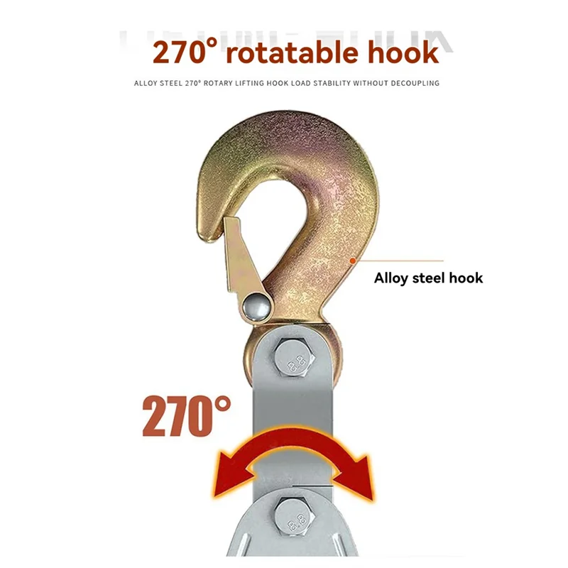 【Alleen vandaag!】 Hijskatroltakel, gegalvaniseerd stalen blok met multi-nylon touw en veilige haak voor zwaar gebruik