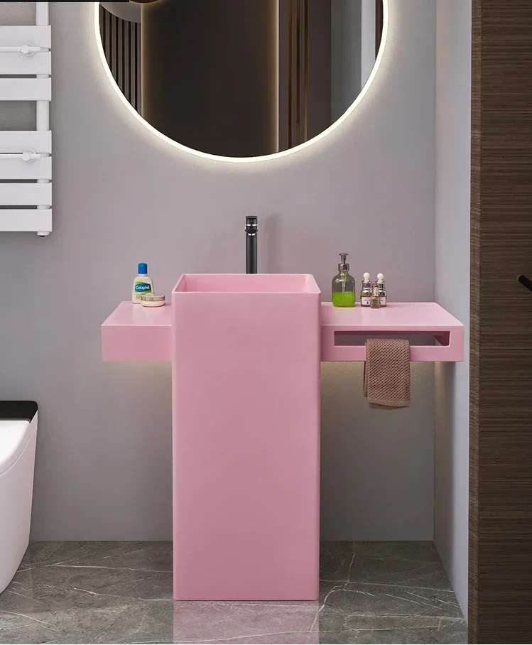 

Умывальник премиум-колонна, встроенный напольный креативный умывальник с розовой колонной из искусственного камня
