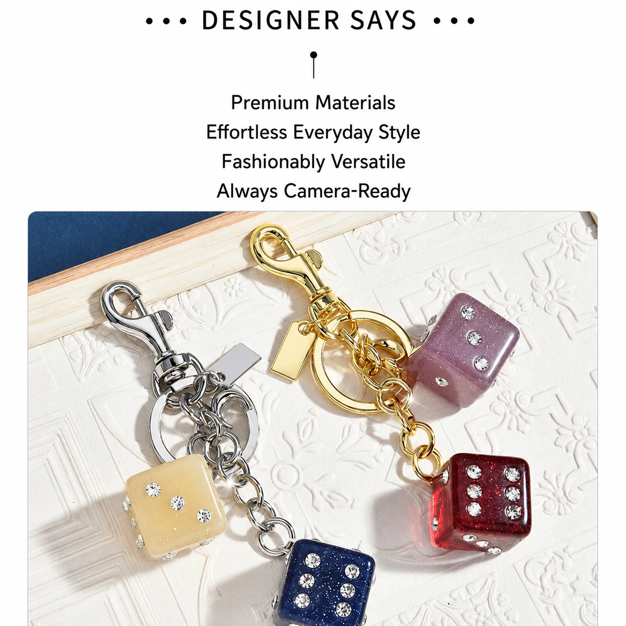 Alloy Dice Pendant Personalized Full Rhinestone Inlay Keychain Geometric Dice Keychain Quality Glitter Dice Key Chain For Family
