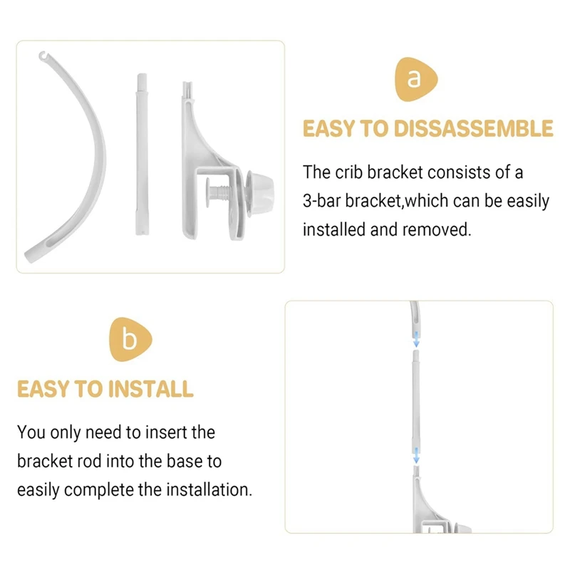ABFB-Supporto mobile per culla, supporto per campanello da letto regolabile con doppio foro, facile da installare, sicuro e durevole