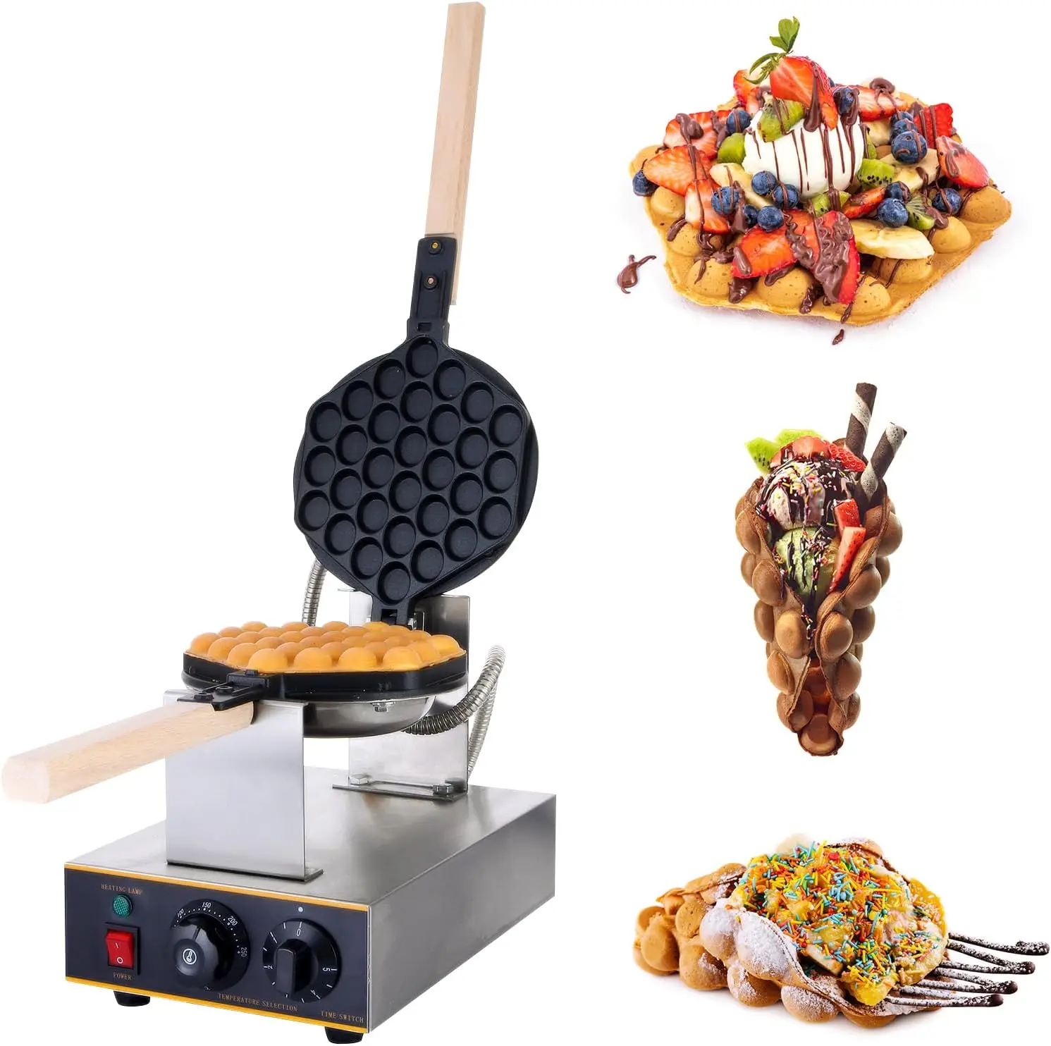 

Dyna-Living Bubble Waffle Maker 1400W Commercial Bubble Waffle Maker Machine Non-stick Egg Waffle Maker Electric Bubble