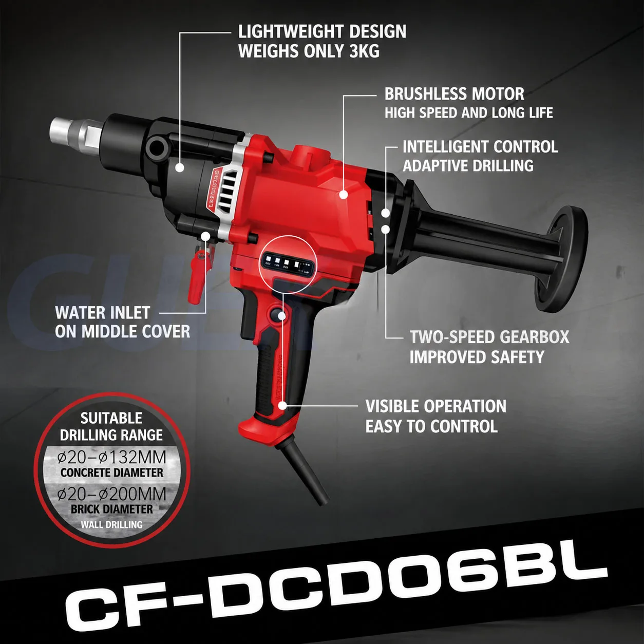 Brushless Concrete Drilling Machine Handheld Water And Electricity Drill Air Conditioning Drilling Machine Handheld Drilling Rig