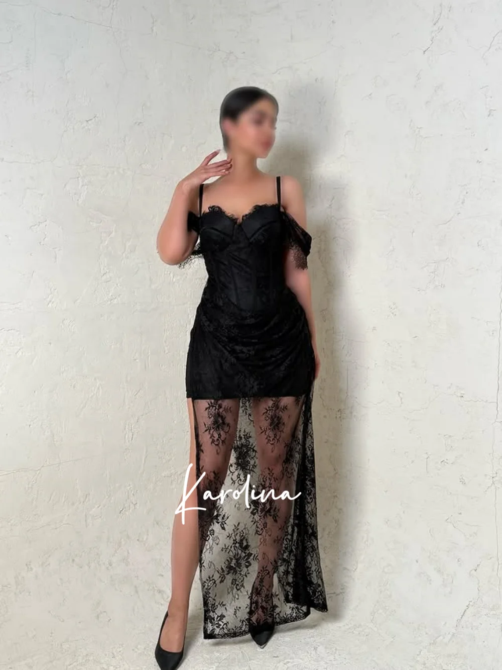 

Cute Little Black Dress New Year Lace Evening Dresses Strapless Saudi Arabia vestidos de noche Spaghetti Formal Evening