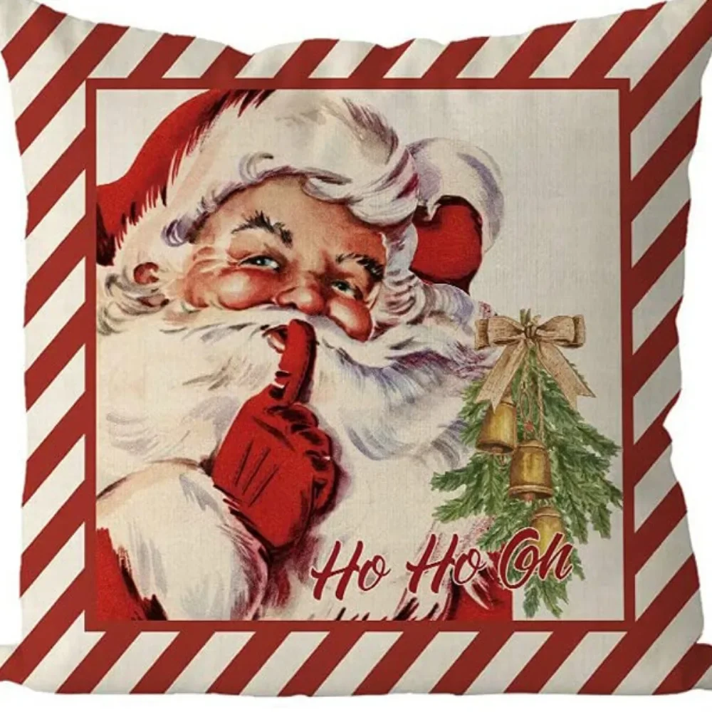 45x45cm Santa Claus Christmas Cushion Cover Merry Christmas Decor for Home 2024 Xmas Ornaments Navidad Xmas Gifts New Year 2025