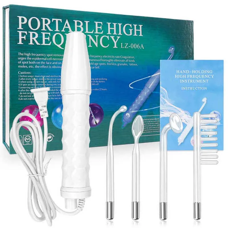 Portable 4 In 1 High Frequency Electrotherapy Handheld Facial Wand Multi-Function Face Device Machine For Face Care And Hair