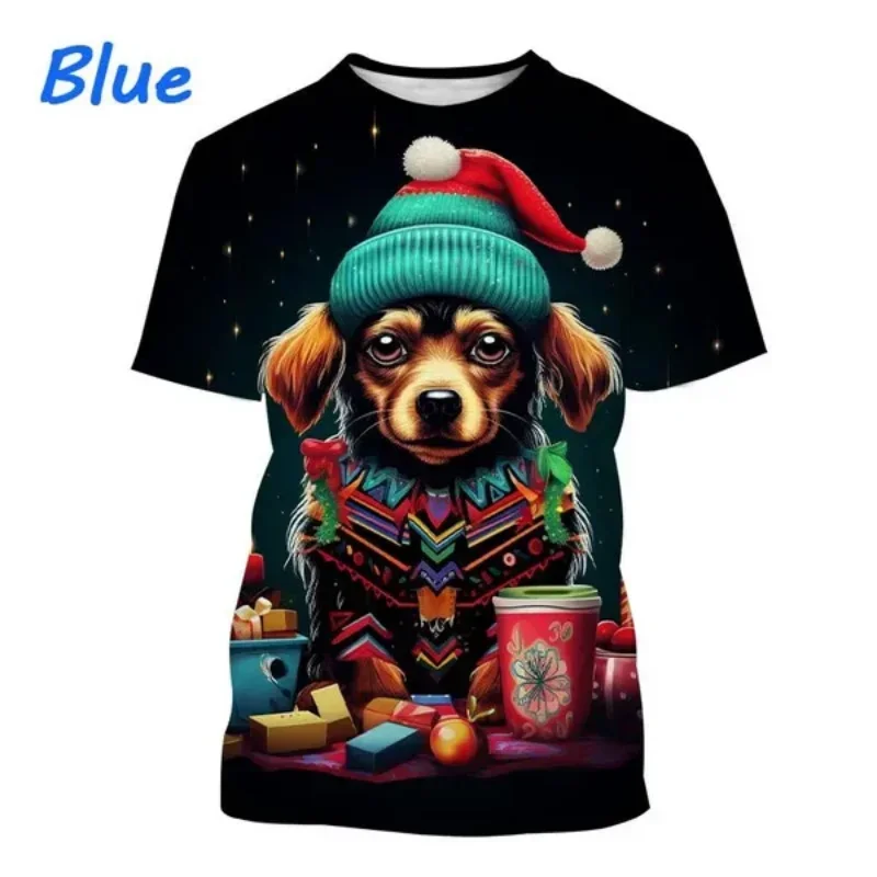 Fashion Women Clothing New Dog Christmas Series 3D Print T-shirt Personalized Harajuku Street Unisex Oversized T Shirt Tops