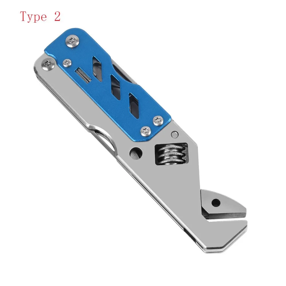 Multifunctional Wrench Stainless Steel cross/Flat Screwdriver Bits  EDC Portable Folding knife Adjustable Hand Tools Camping