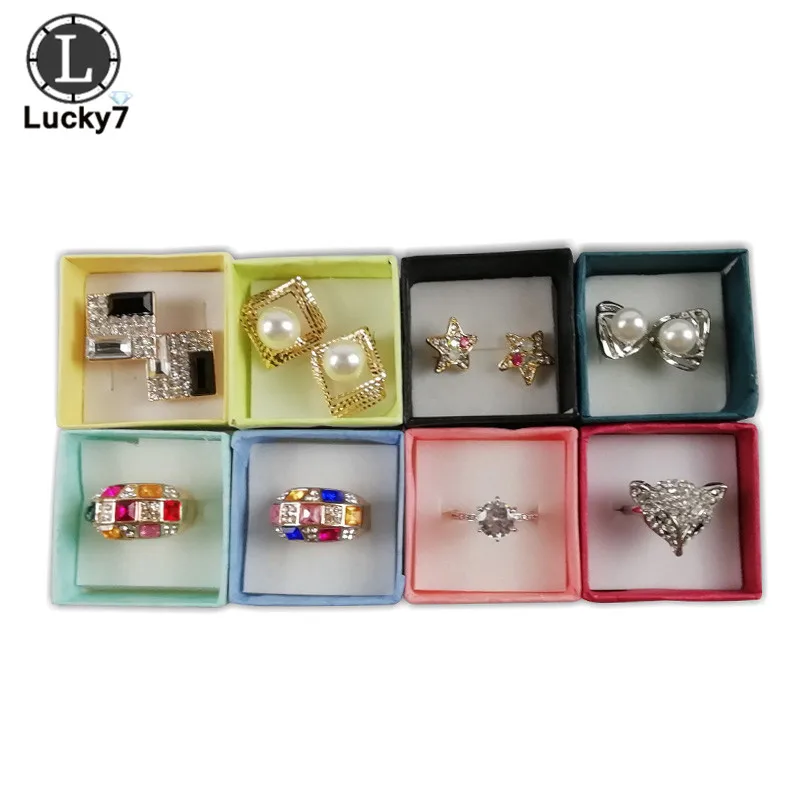 Wholesale 48pcs/lot Fashion Jewelry Box, Multi colors Rings Box, Jewelry Gift Packaging Earrings Holder Case 4*4*3CM