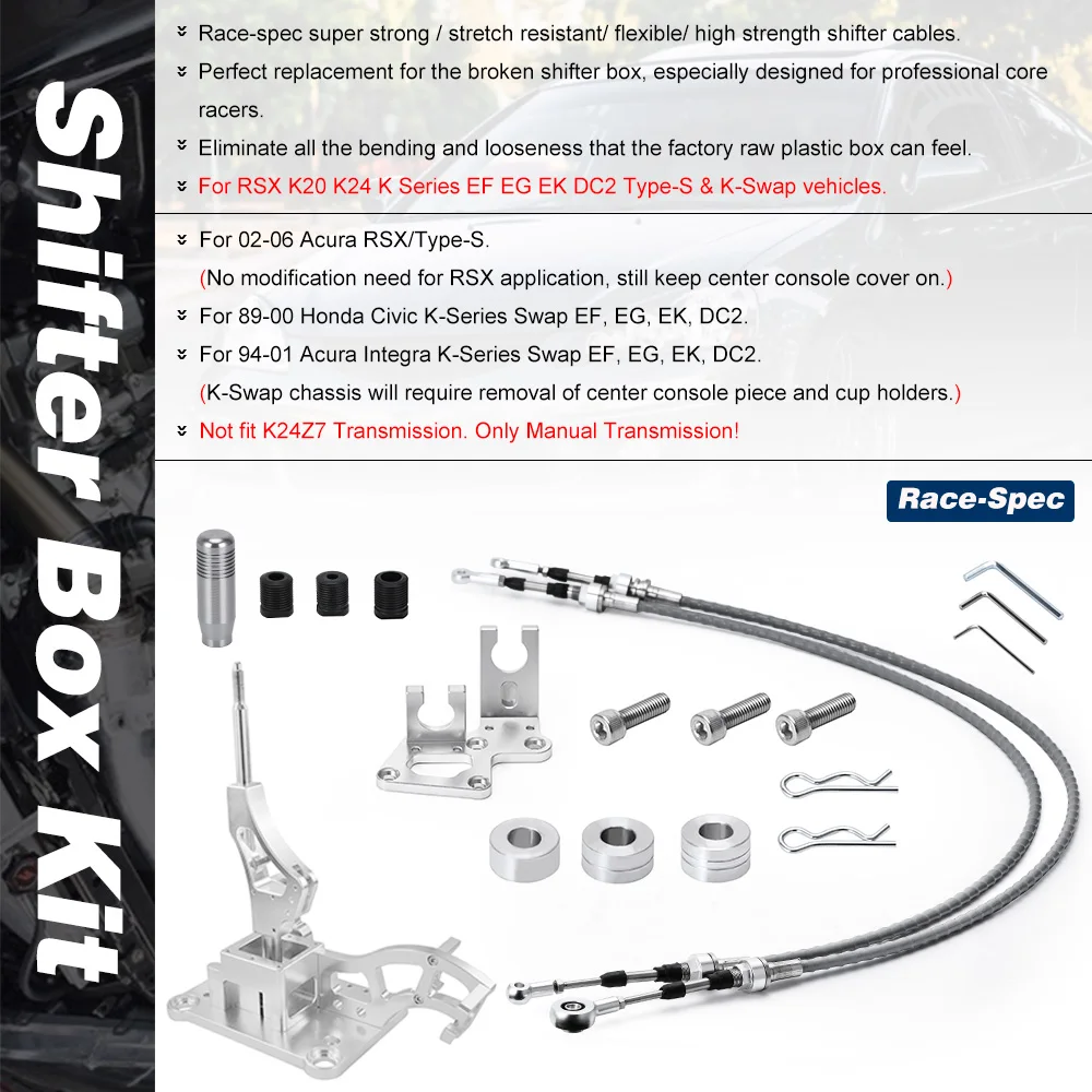 Shifter Box Shifter Cables With Trans Bracket Shift Linkage For RSX K20 K20A K24 K Series EG EK DC2 Race Type-S K-Swap Vehicles